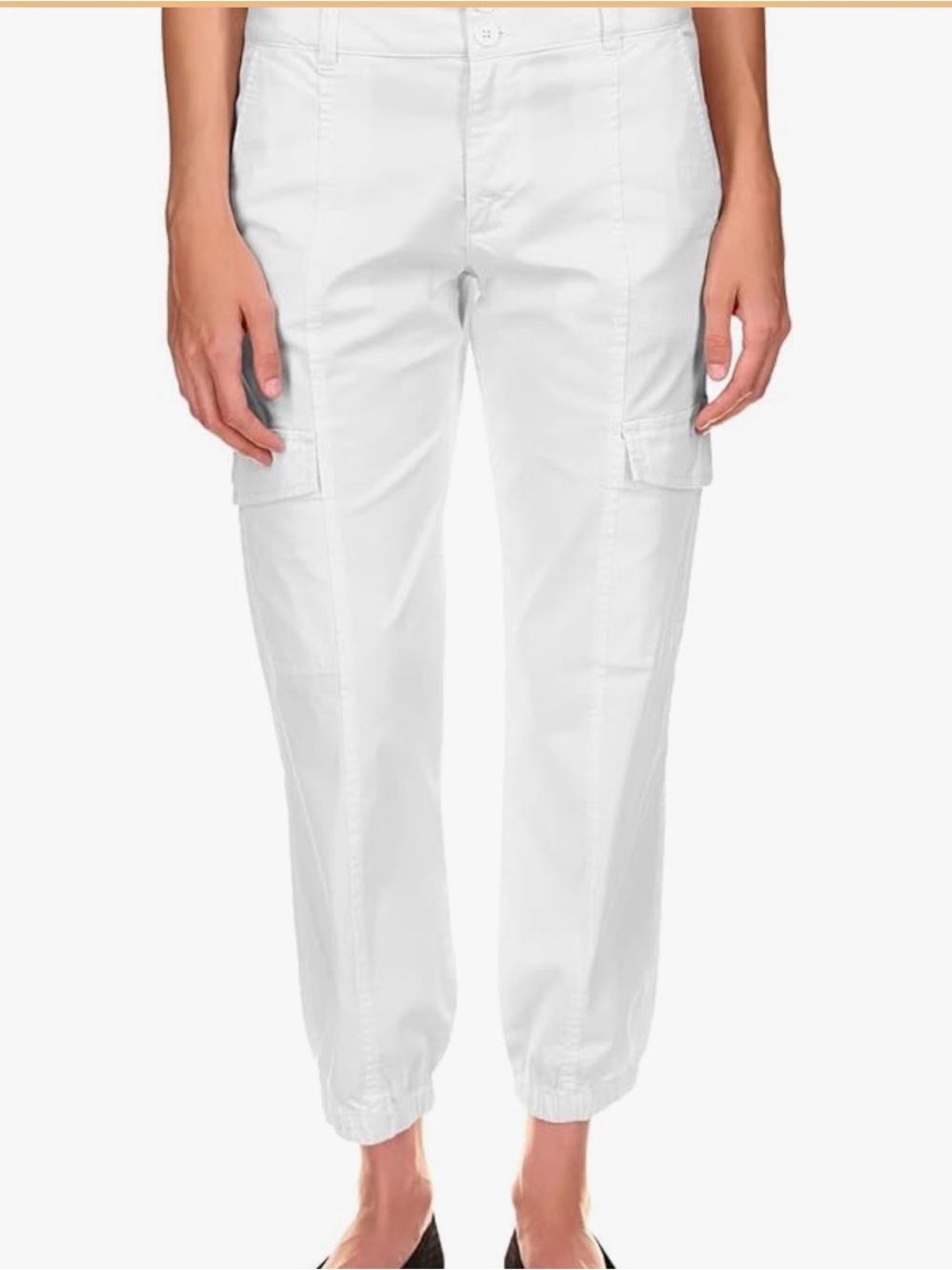 Sanctuary - Rebel Cropped Cargo Jogger Pants - Elastic Hem (White)